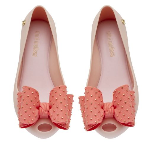 Kids Pink Contrast Ultragirl Dot Bow Shoes (10-3) 89662 by Mini Melissa from Hurleys