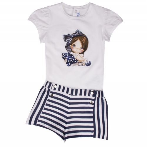 Infant Navy Polka Girl T Shirt & Shorts Set 40089 by Mayoral from Hurleys