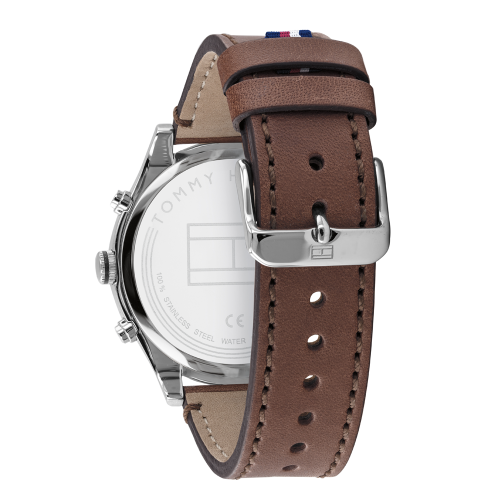 Mens Brown/Silver/Blue Ashton Leather Watch 79912 by Tommy Hilfiger from Hurleys