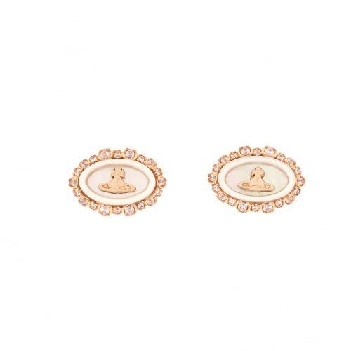Womens Pink, Mother Of Pearl & Rose Gold Maja Earrings 16291 by Vivienne Westwood from Hurleys