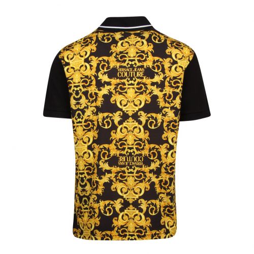 Mens Black Baroque Contrast Regular Fit S/s Polo Shirt 85679 by Versace Jeans Couture from Hurleys