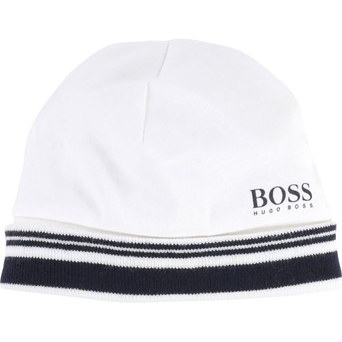 Baby White Branded Soft Hat 7400 by BOSS from Hurleys