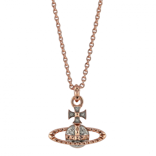 Womens Rose Gold/Crystal Mayfair Bas Relief Pendant Necklace 101484 by Vivienne Westwood from Hurleys