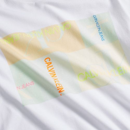 Womens Bright White Multi Logo Straight S/s T Shirt 42925 by Calvin Klein from Hurleys