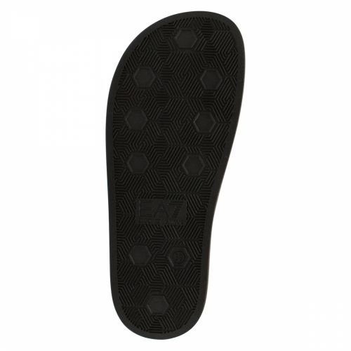 Womens Shiny Black Visibility Logo Slides 38144 by EA7 from Hurleys