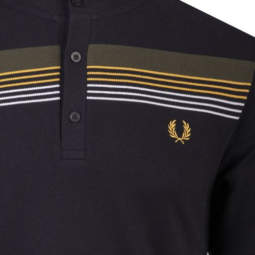 Mens Black Stripe Henley S/s Polo Shirt 97720 by Fred Perry from Hurleys