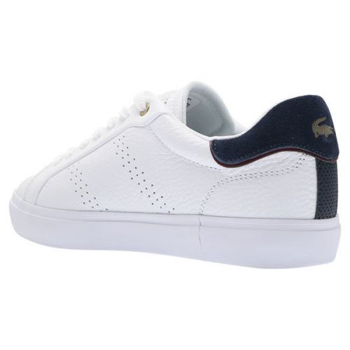 Mens White/Navy Powercourt 2.0 Trainers 110184 by Lacoste from Hurleys