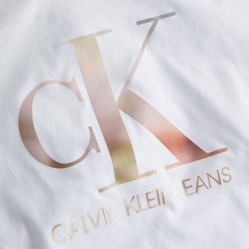 Womens Bright White Satin Bonded Blurred S/s T Shirt 97993 by Calvin Klein from Hurleys