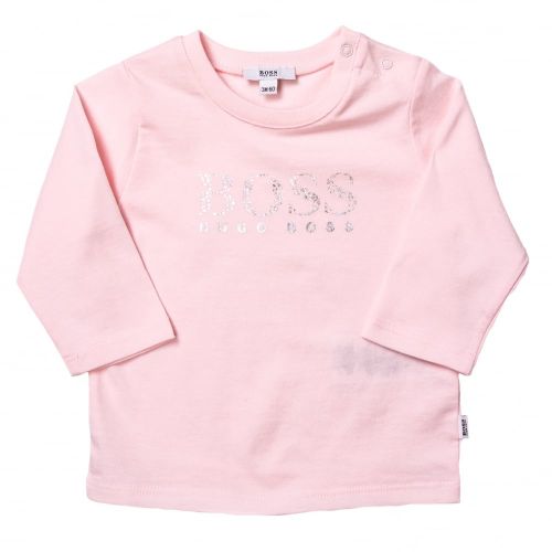 Baby Pink Printed L/s Tee Shirt 65240 by BOSS from Hurleys