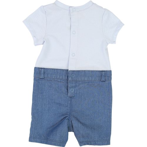 Baby Pale Blue Logo Denim Shorts Romper 38228 by BOSS from Hurleys