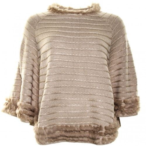 Womens Beige Fur Poncho 71009 by Armani Jeans from Hurleys