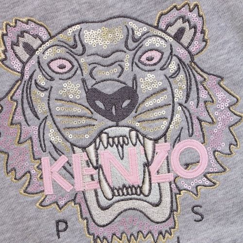Girls Light Marled Grey Tiger 7 Sweat Top 11720 by Kenzo from Hurleys