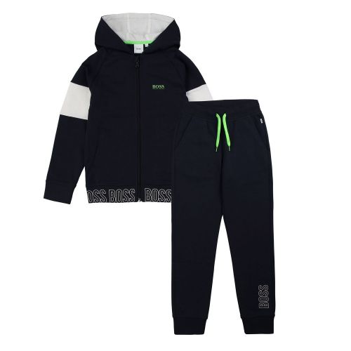 Boys Navy Branded Trim Hooded Tracksuit 56049 by BOSS from Hurleys