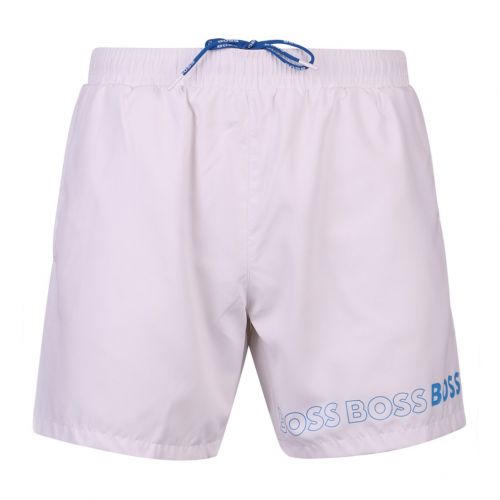 Mens White/Blue Dolphin Repeat Logo Swim Shorts 107017 by BOSS from Hurleys