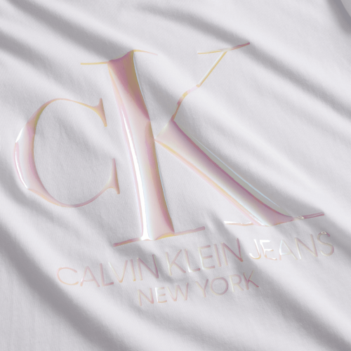 Womens Bright White Iridescent CK Straight Fit S/s T Shirt 60132 by Calvin Klein from Hurleys