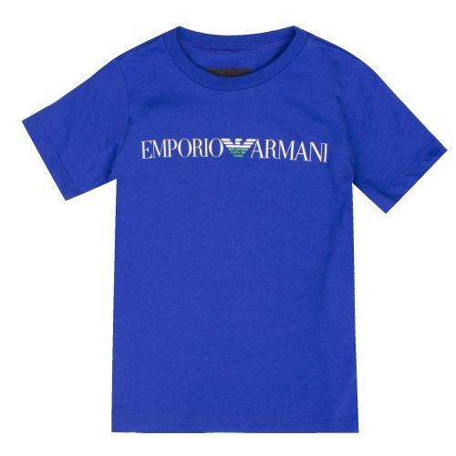 Boys Bright Blue Branded Chest S/s T Shirt 37982 by Emporio Armani from Hurleys