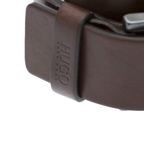 Mens Dark Brown Gionio Leather Belt 23579 by HUGO from Hurleys
