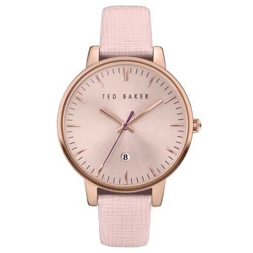 Womens Pink & Rose Gold Saffiano Leather Strap Watch 68729 by Ted Baker from Hurleys