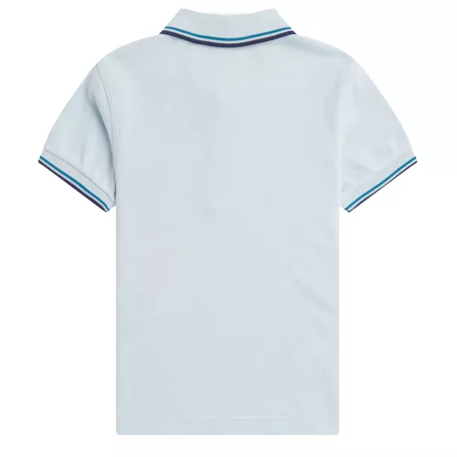 Fred Perry Polo Shirt Boys Light Ice/Blue Twin Tipped S/s Polo