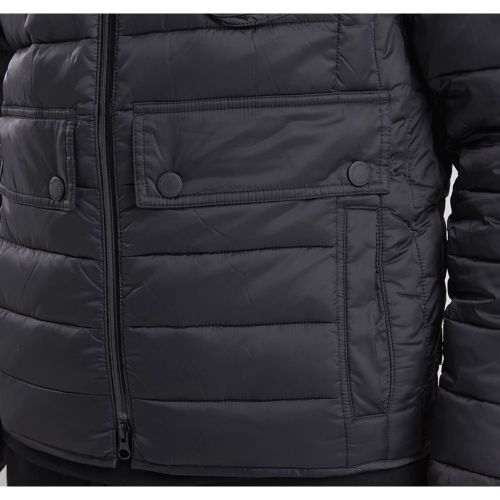 Mens Black Ouston Hooded Quilted Jacket 64659 by Barbour International from Hurleys