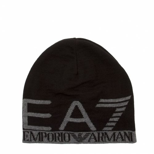 Mens Black Train Visibility Beanie Hat 33852 by EA7 from Hurleys