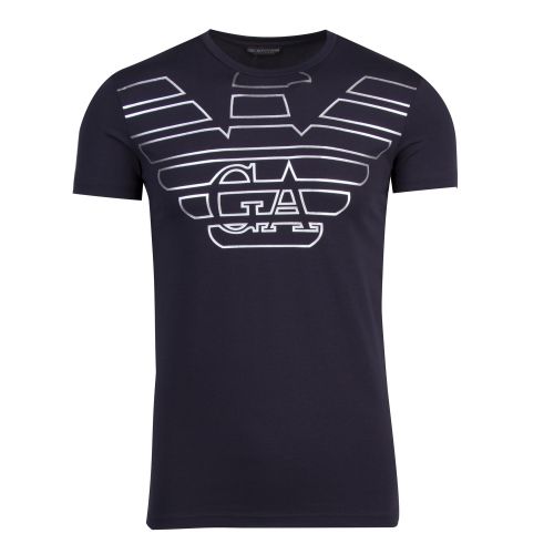 Mens Marine Large Metallic Eagle Slim Fit S/s T Shirt 48031 by Emporio Armani Bodywear from Hurleys