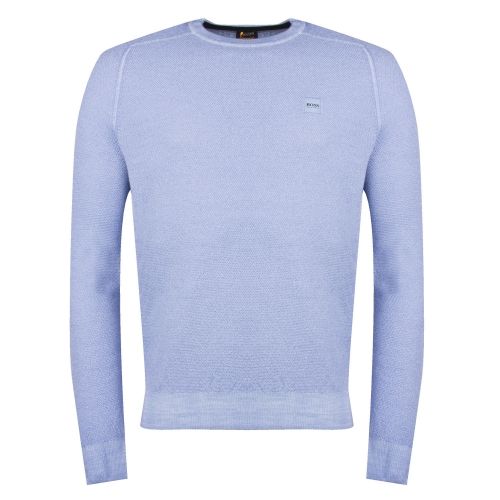 Casual Mens Light Blue Akusto Crew Neck Knitted Jumper 34458 by BOSS from Hurleys
