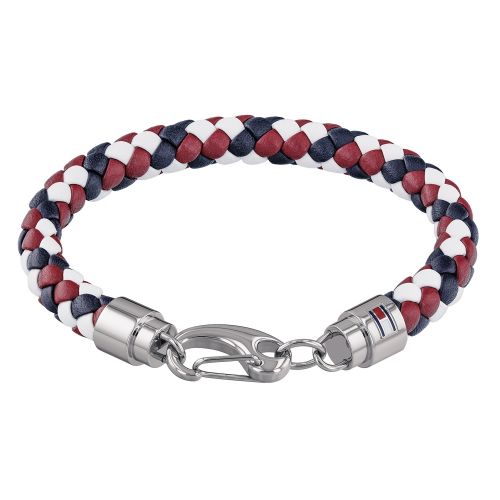 Mens Red/Blue/White Woven Leather Bracelet 44231 by Tommy Hilfiger from Hurleys