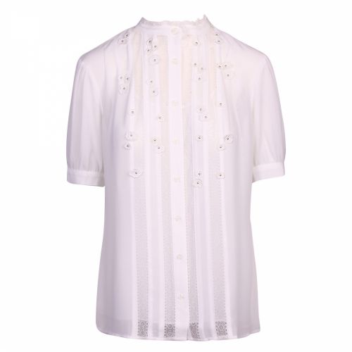 Womens White Lace Flower Trim S/s Blouse 39983 by Michael Kors from Hurleys