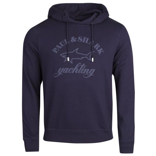 Paul & Shark Mens Navy Chest Logo Shark Fit Hooded Sweat Top 13737 by Paul And Shark from Hurleys