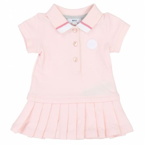 Baby Pale Pink Pleated Polo Dress 38191 by BOSS from Hurleys