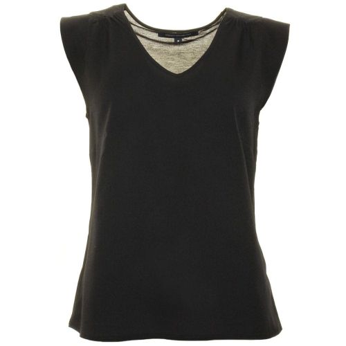 Womens Black Polly Plains Cap Sleeve Tee Shirt 39722 by French Connection from Hurleys