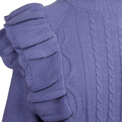 Womens Dark Blue Vibecks Ruffle Knitted Jumper 82170 by Vila from Hurleys