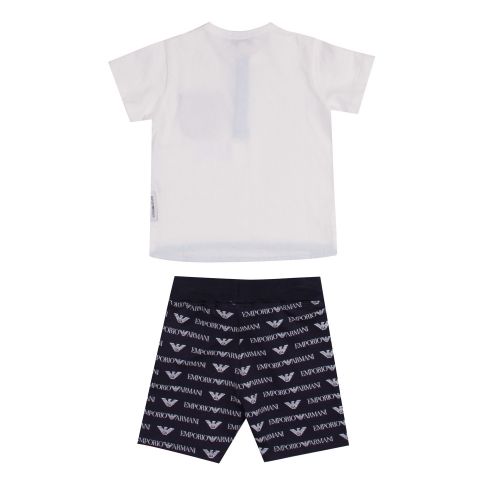 Infant White/Navy Pocket S/s T Shirt & Shorts Set 38043 by Emporio Armani from Hurleys