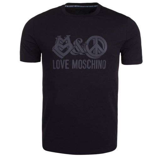 Mens Black Love & Peace Slim S/s T Shirt 17876 by Love Moschino from Hurleys