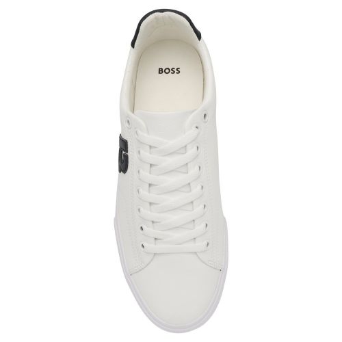 Mens White Aiden-Tenn Leather Trainers 109130 by BOSS from Hurleys