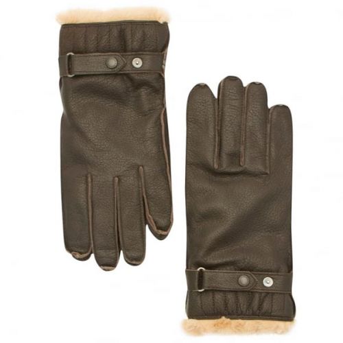 Mens Brown Leather Utility Gloves 12370 by Barbour from Hurleys