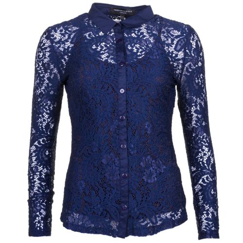 Womens Navy Toni Lace L/s Shirt 67595 by Forever Unique from Hurleys