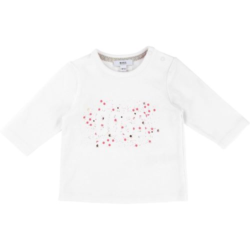 Baby White Confetti Logo L/s T Shirt 13171 by BOSS from Hurleys