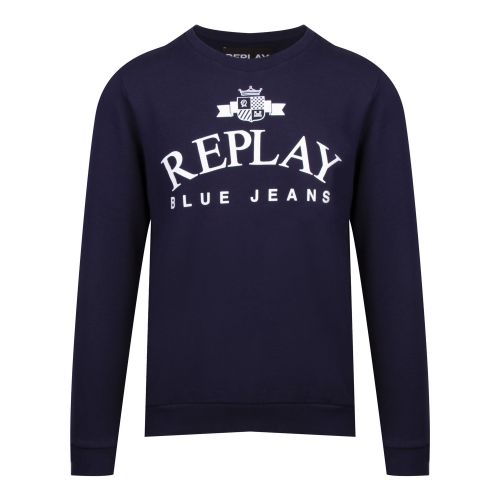 Mens Navy Heritage Logo Sweat Top 55478 by Replay from Hurleys