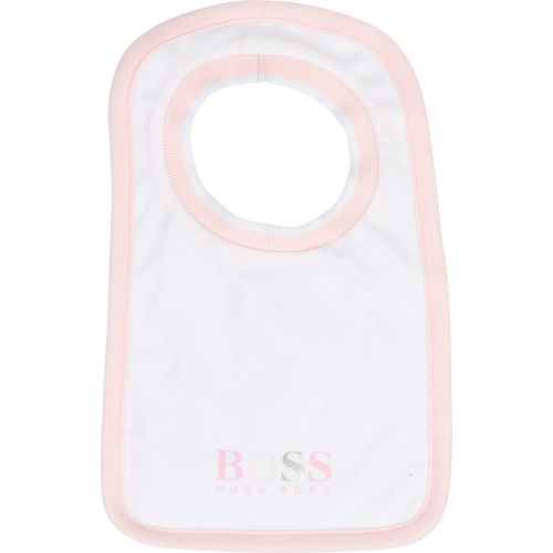 Baby Pale Pink Logo Babygrow & Bib Set 38202 by BOSS from Hurleys