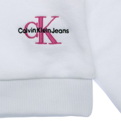Girls Bright White Monogram Off Placed Hoodie 104807 by Calvin Klein from Hurleys