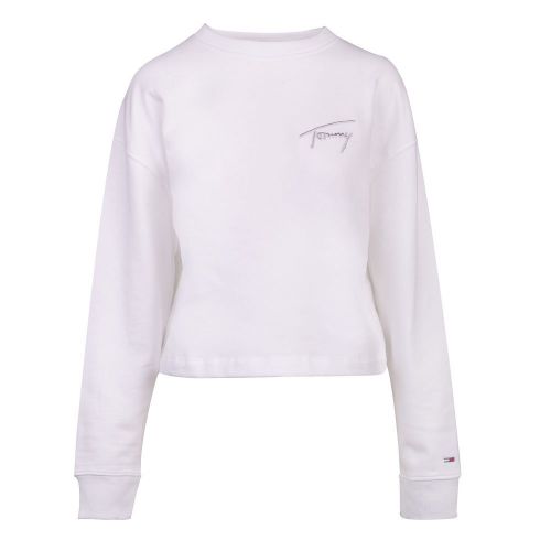 Womens White Signature Crop Sweat Top 101631 by Tommy Jeans from Hurleys