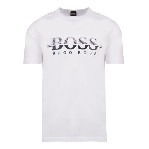 Athleisure Mens White Tee 6 Cut Through Logo S/s T Shirt 51446 by BOSS from Hurleys