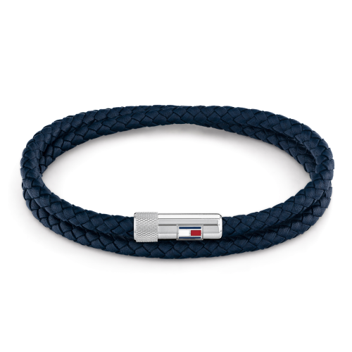 Tommy Hilfiger Bracelet Mens Navy Double Wrap Leather
