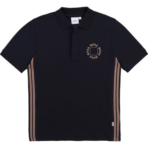 Boys Navy Triple Gold S/s Polo Shirt 84585 by BOSS from Hurleys