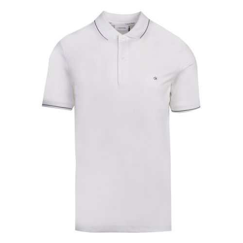 Mens White Soft Tipped S/s Polo Shirt 52158 by Calvin Klein from Hurleys