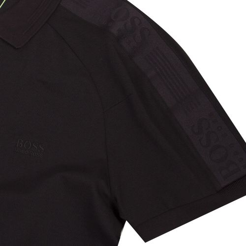 Athleisure Mens Black Paule 2 Taped Arm Slim Fit S/s Polo Shirt 45194 by BOSS from Hurleys
