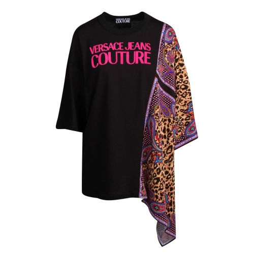 Womens Black Draped Leopard S/s T Shirt 77601 by Versace Jeans Couture from Hurleys