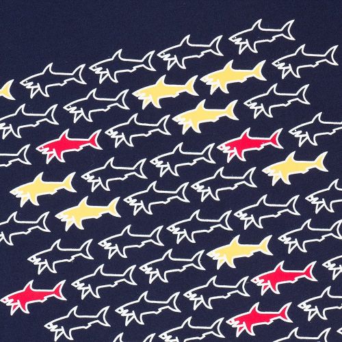 Paul & Shark Boys Navy Shark Print S/s Tee Shirt 72384 by Paul & Shark Cadets from Hurleys